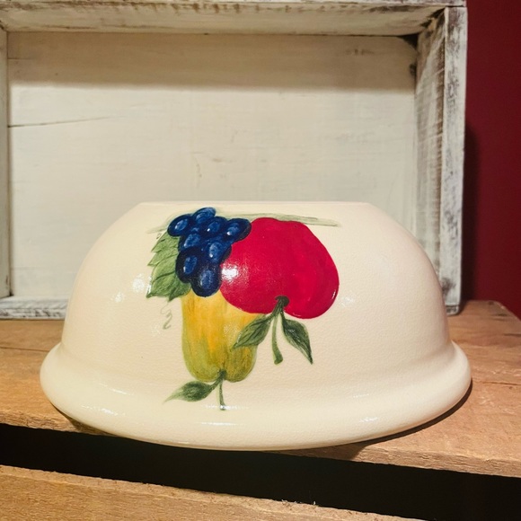 Vintage Farmhouse Inspired Stoneware Hand-painted Fruit Pattern Bowl❤️🍎 - Picture 3 of 4